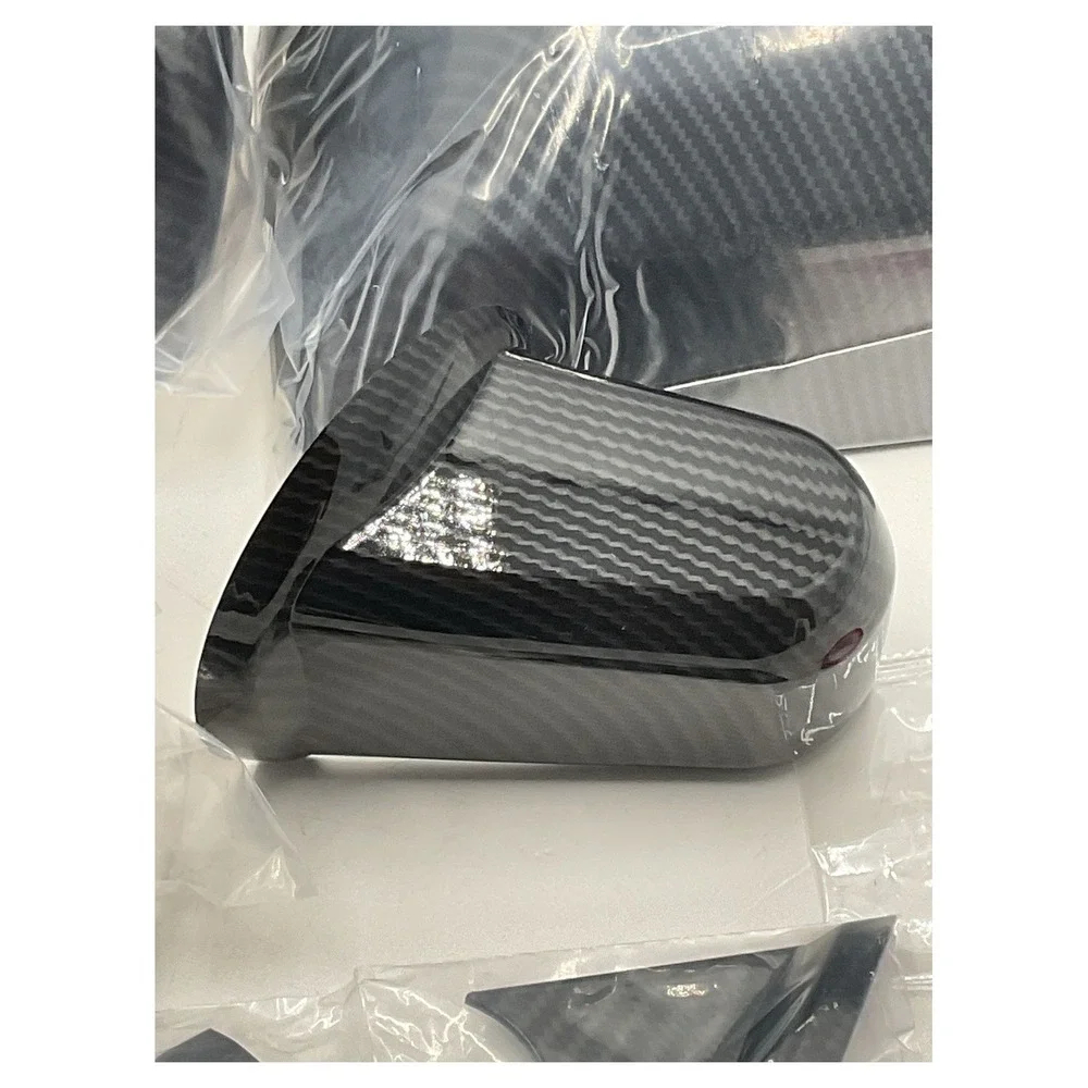 SQQP Carbon Fiber Style Side Mirror‎ Covers Trim Set Gloss Black Exterior